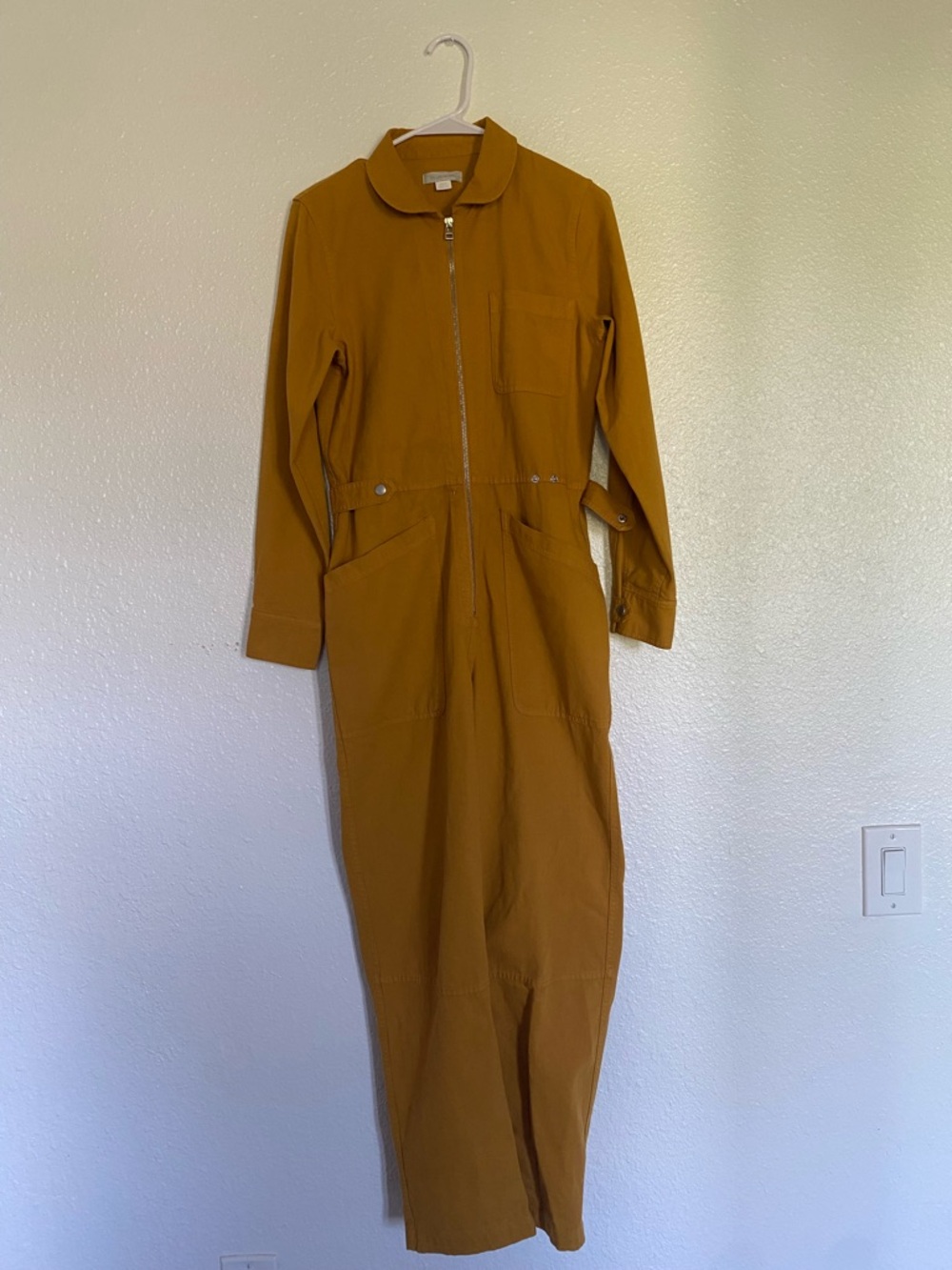 Outerknown Women's Mustard Yellow Zip-Front Utility Depot Jumpsuit - Picture 2 of 8
